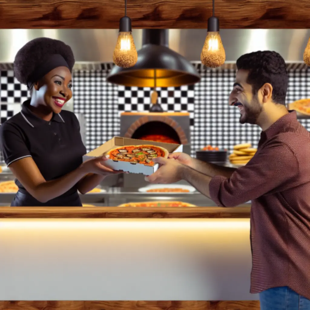 Elviteles pult a Pizzahouse étteremben, jól látható átvételi ponttal